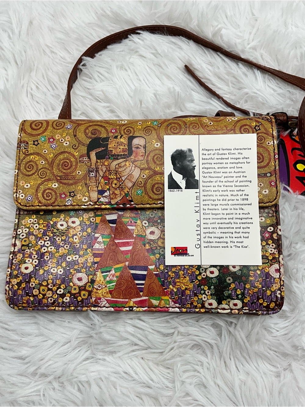 Vintage ICON LA Gustav Klimt Tree of Life Leather Crossbody Bag Wallet NWT